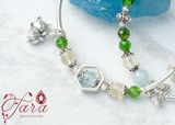  A004 - Vòng đá Diopside, Aquamarine, Thạch Anh Vàng và nhiều Charm Bạc lung linh 