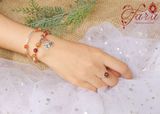  Vòng tay đôi đá Thạch anh tóc đỏ mix Garnet và Charm bạc cao cấp 