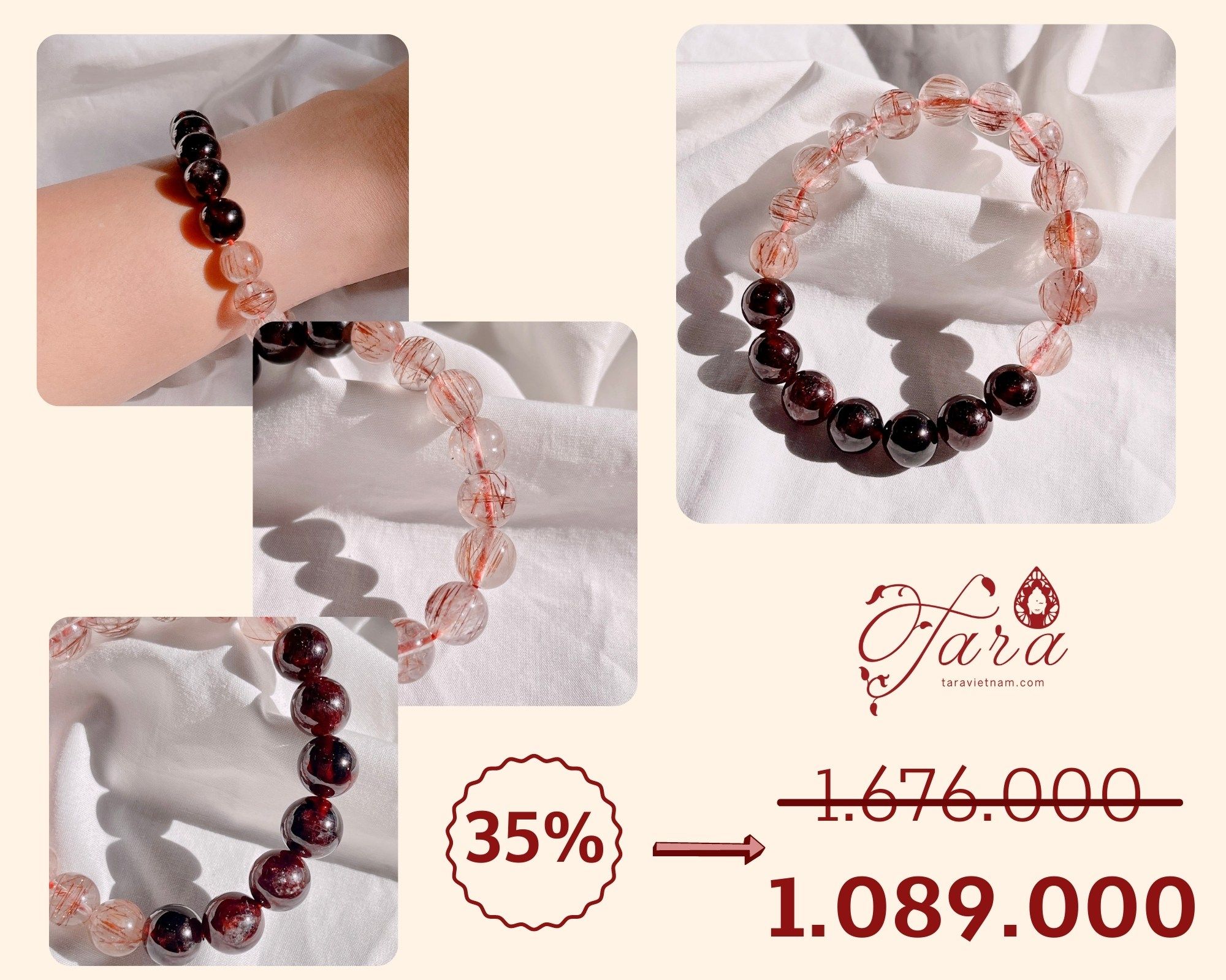  Vòng Garnet và Thạch Anh Tóc Đỏ Ưu Đãi 