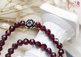  Chuỗi đôi đá Garnet mài giác lấp lánh mix Charm bạc cao cấp 