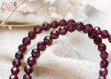  Chuỗi đôi đá Garnet mài giác lấp lánh mix Charm bạc cao cấp 