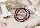  Chuỗi đôi đá Garnet mài giác lấp lánh mix Charm bạc cao cấp 