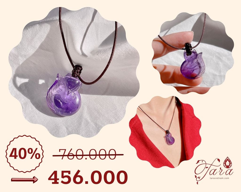  Mặt Dây Chuyền Hồ Ly Thạch Anh Tím Ưu Đãi 