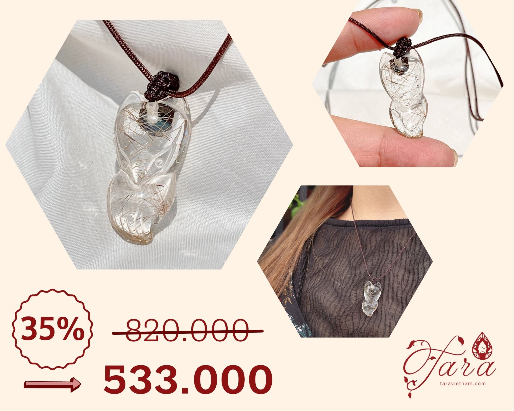  Dây Chuyền Hồ Ly Thạch Anh Tóc Bạch Kim Ưu Đãi 