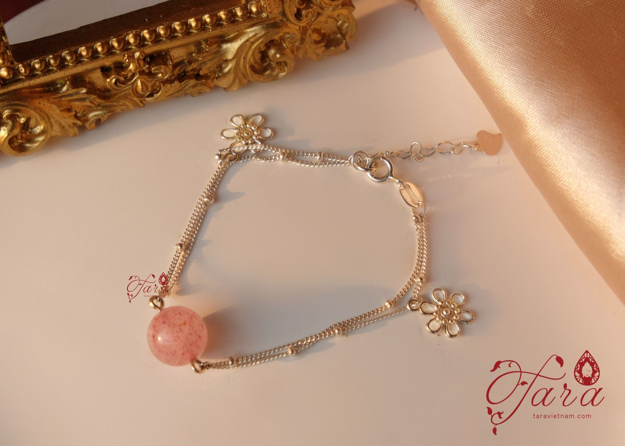  Lắc Bạc Thạch Anh Dâu 