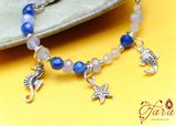  Set vòng tay Kyanite và Moonstone mix Charm bạc Thái 925 