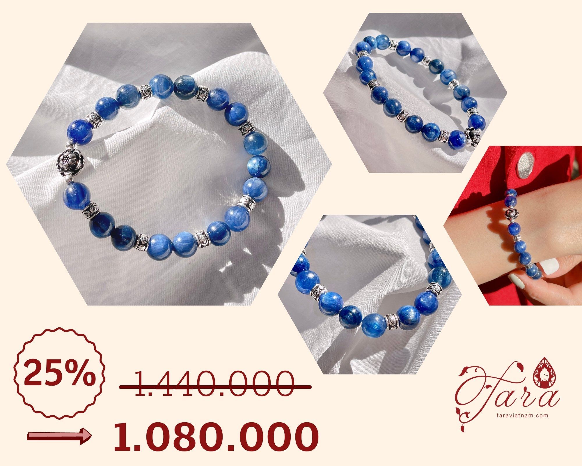  Vòng Kyanite mix Charm Bạc Ưu Đãi 