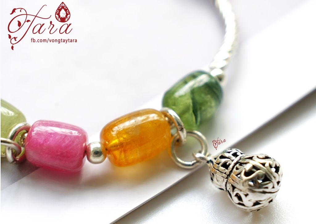  Vòng tay Tourmaline Lu Thống mix Bạc Thái 925 