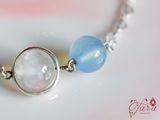  Lắc Bạc Moonstone và Aquamarine 