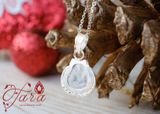  Mặt dây chuyền Hồ ly Moonstone ánh xanh bọc bạc đính tấm Cao cấp 