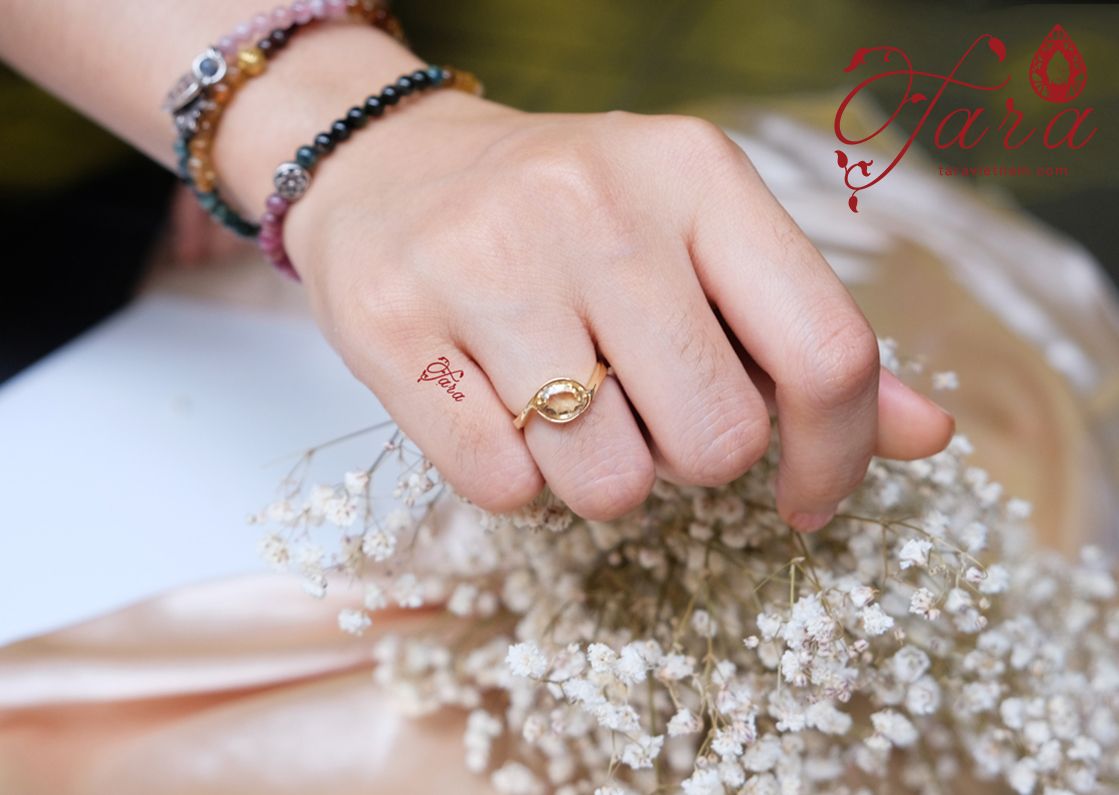  Nhẫn Citrine và Vàng 610- May mắn, tài lộc 