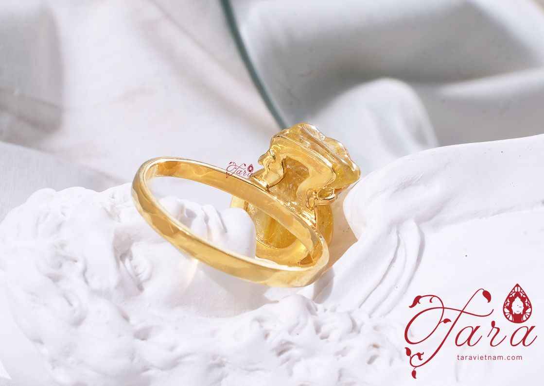  Nhẫn Túi Tiền Thạch Anh Tóc Vàng 