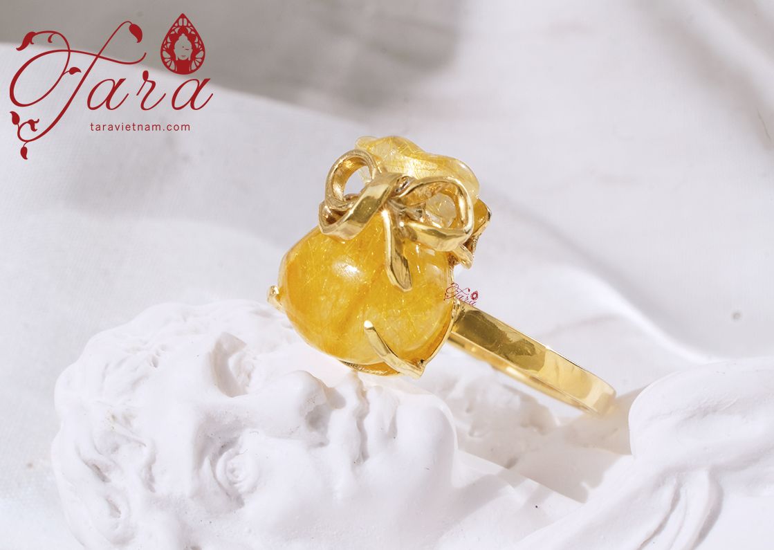  Nhẫn Túi Tiền Thạch Anh Tóc Vàng 