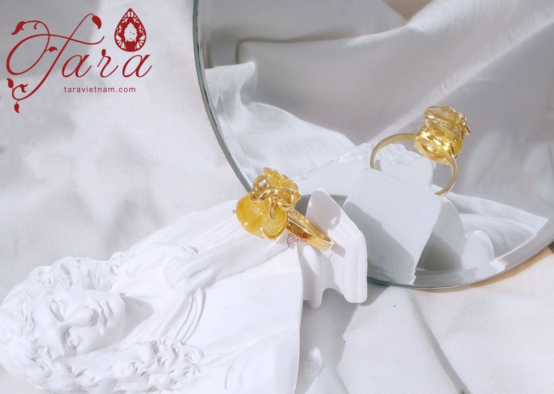  Nhẫn Túi Tiền Thạch Anh Tóc Vàng 