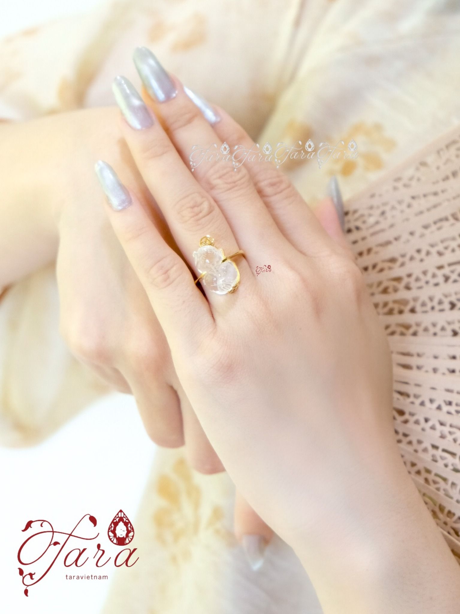  Nhẫn Vàng Tỳ Hưu Ưu Linh Trắng 