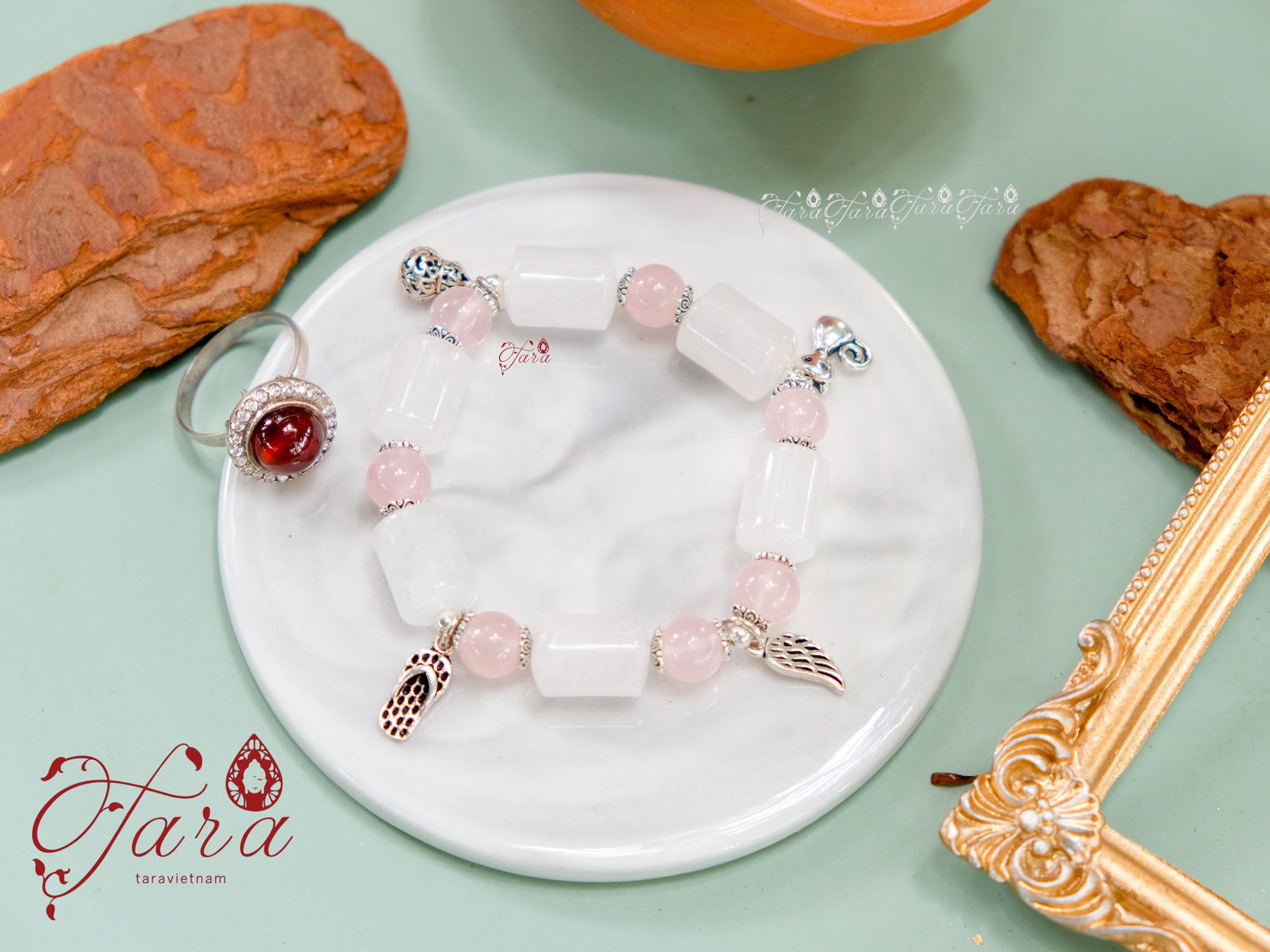  Vòng Thạch Anh Hồng và Thạch Anh Trắng 