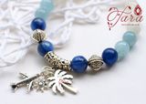  Lắc tay đá Kyanite mix Aquamarine và Thạch anh trắng thời trang, thanh thoát 