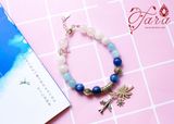  Lắc tay đá Kyanite mix Aquamarine và Thạch anh trắng thời trang, thanh thoát 