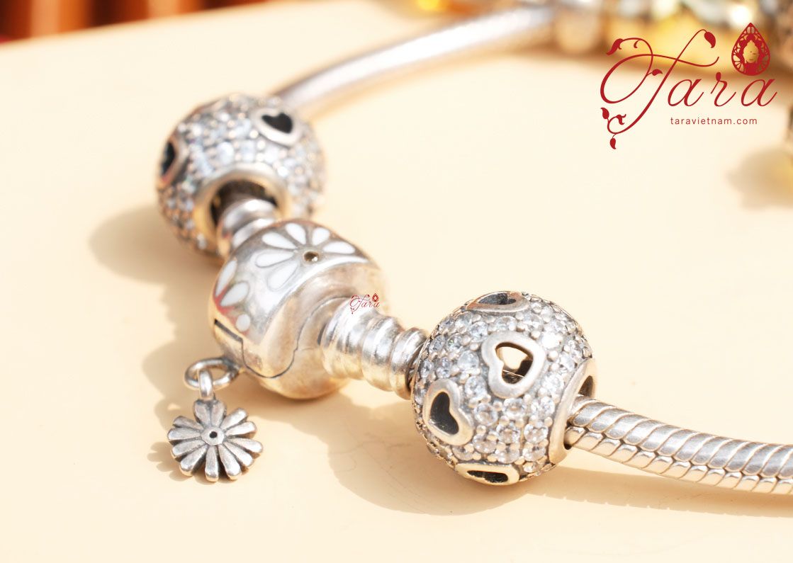  Lắc tay phối Charm Bạc và Hổ Phách 