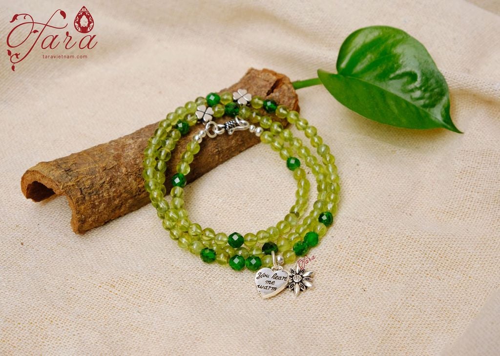  Chuỗi Peridot mix Diopside và Charm Bạc 925 cao cấp 