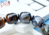  Vòng cặp đá Mắt Bão mix Aquamarine và Charm Bạc 