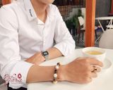  Vòng Nam San Hô Hoá Thạch vân Hoa Cúc mix đá Mắt Hổ vàng nâu cá tính 