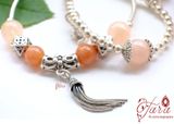  Vòng tay đôi đá Sunstone mix Beryl và charm bạc 