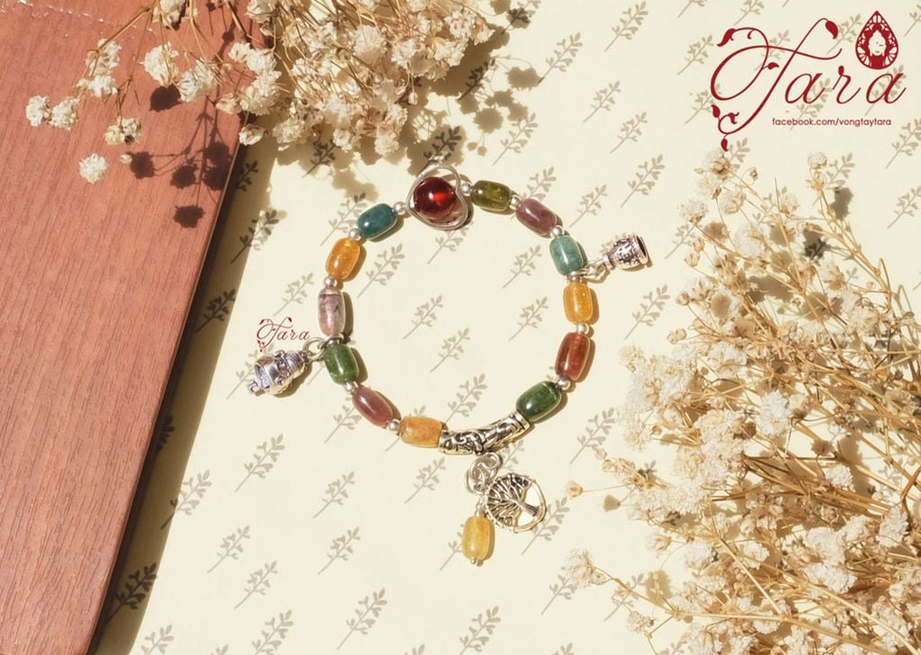  Vòng tay Tourmaline mix Charm Bạc Thái 925 