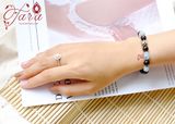  Vòng tay Thạch Anh Tóc Đen mix Aquamarine và Charm Bạc 925 