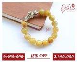  Vòng tay Thạch anh tóc vàng mix Charm Rồng bạc 925 dành cho nam 