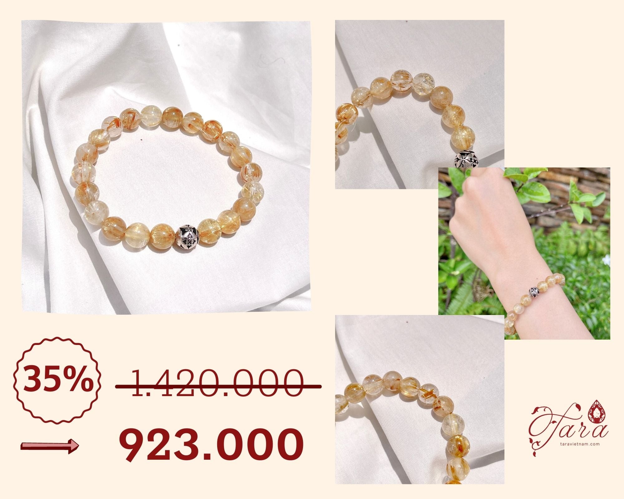  Vòng Thạch Anh Tóc Vàng Ưu 