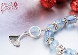  Lắc Topaz trong trẻo mix Charm bạc Thái cao cấp 