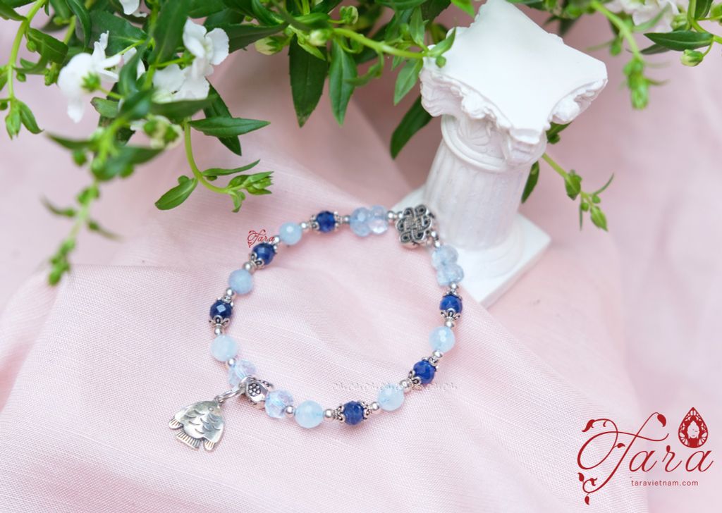  Vòng tay Kyanite giác mix Topaz và Aquamarine xinh xắn, thanh lịch 