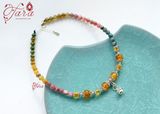  Lắc chân Tourmaline và Hổ Phách mix Chuông Bạc cao cấp 