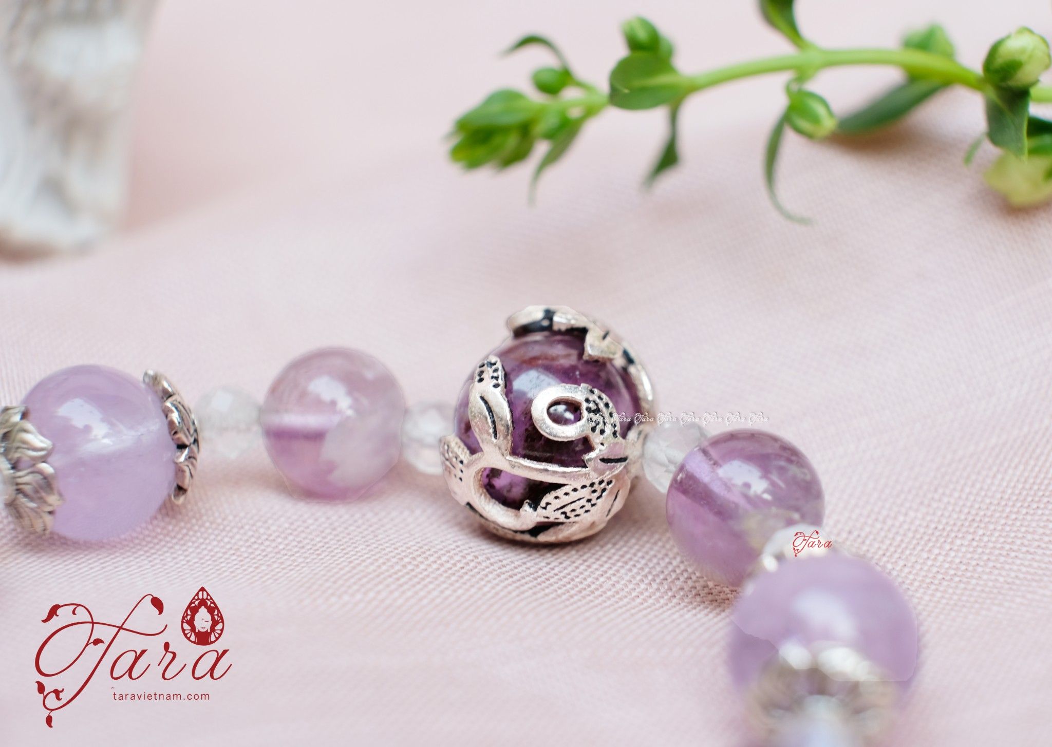  Vòng tay Thạch anh tím mix Ưu linh tím và Super seven cao cấp 