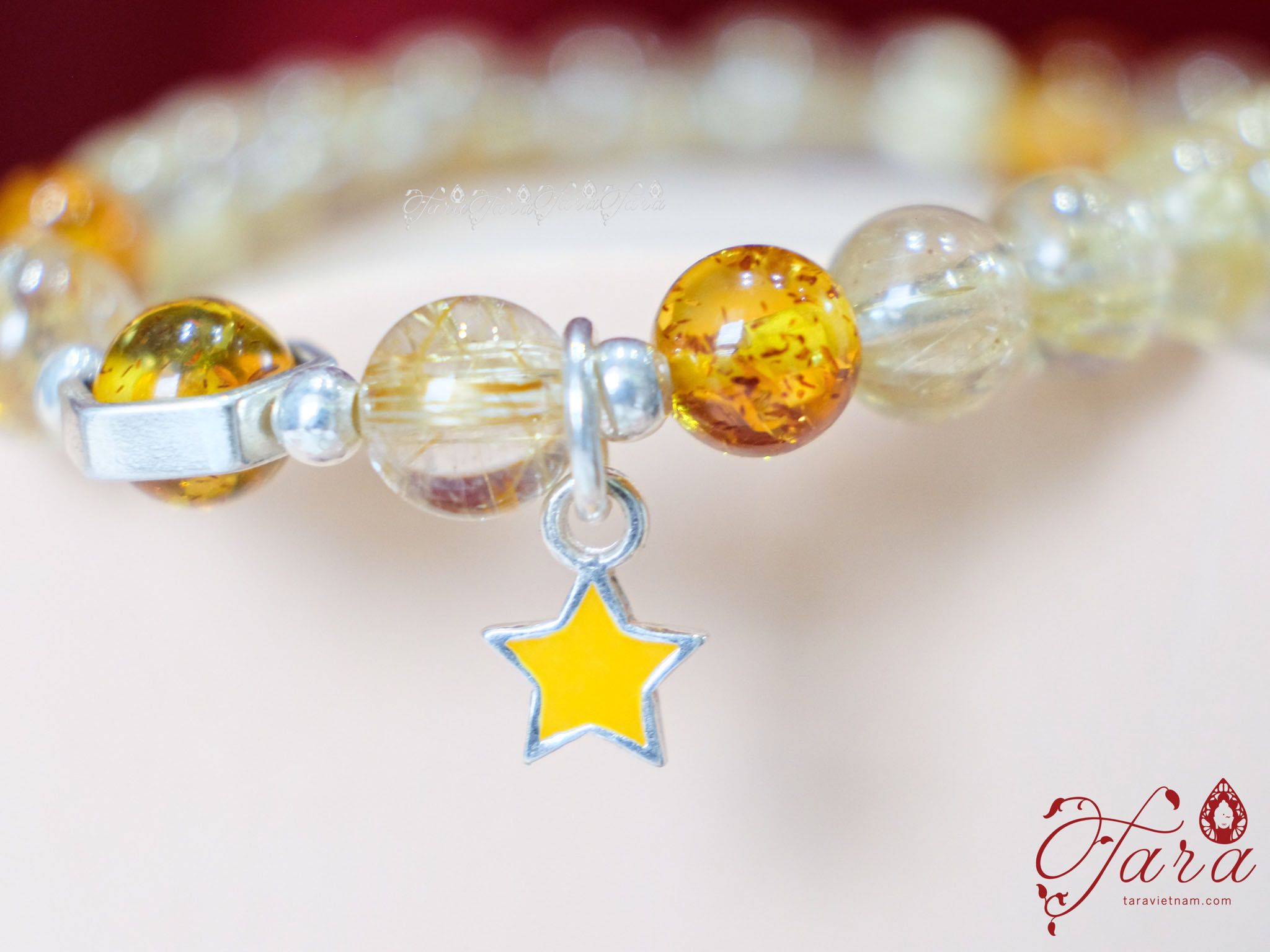  Vòng Thạch Anh Tóc Vàng và Hổ Phách cho bé 