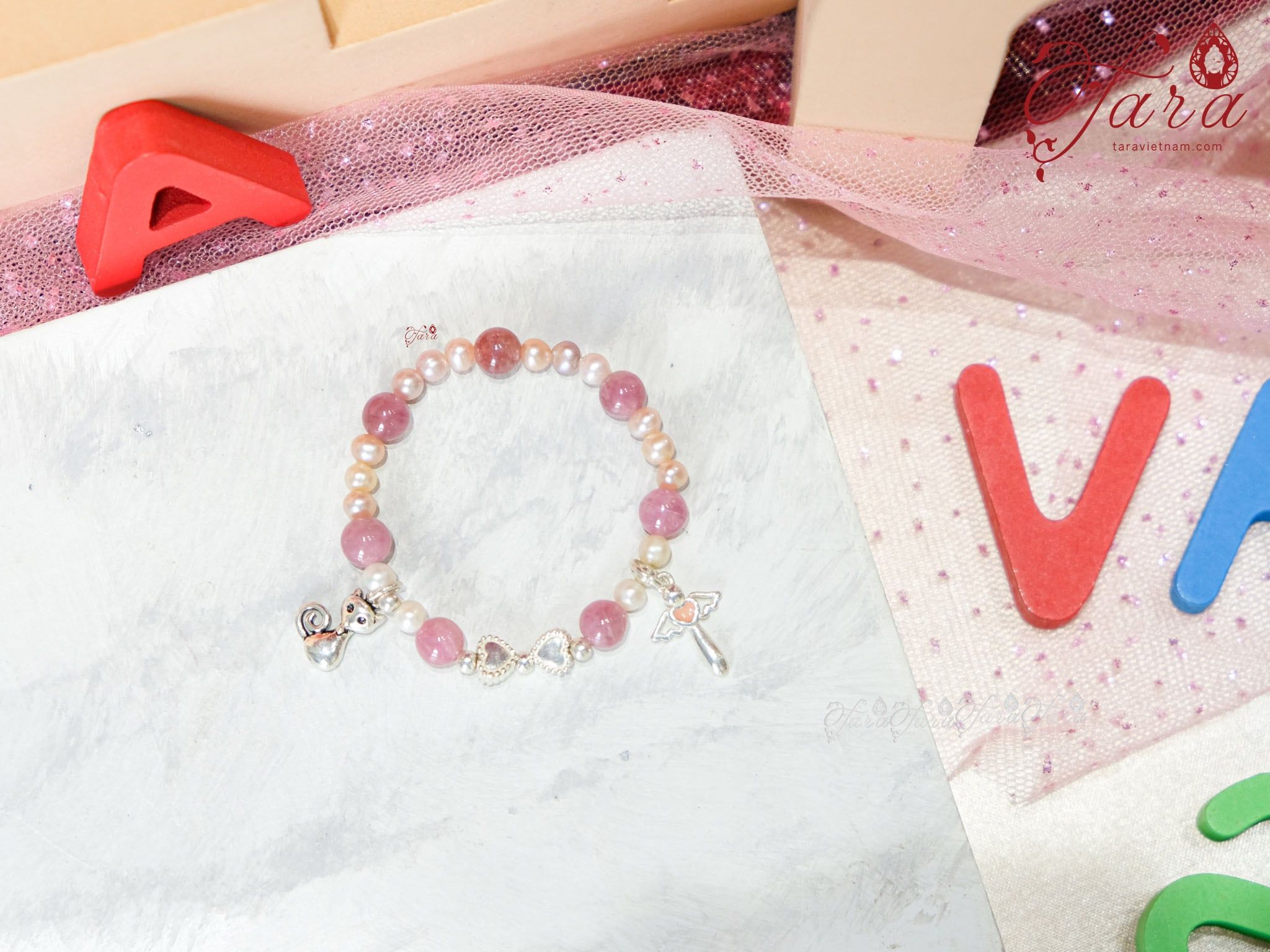  Vòng Tourmaline và Ngọc Trai cho bé 