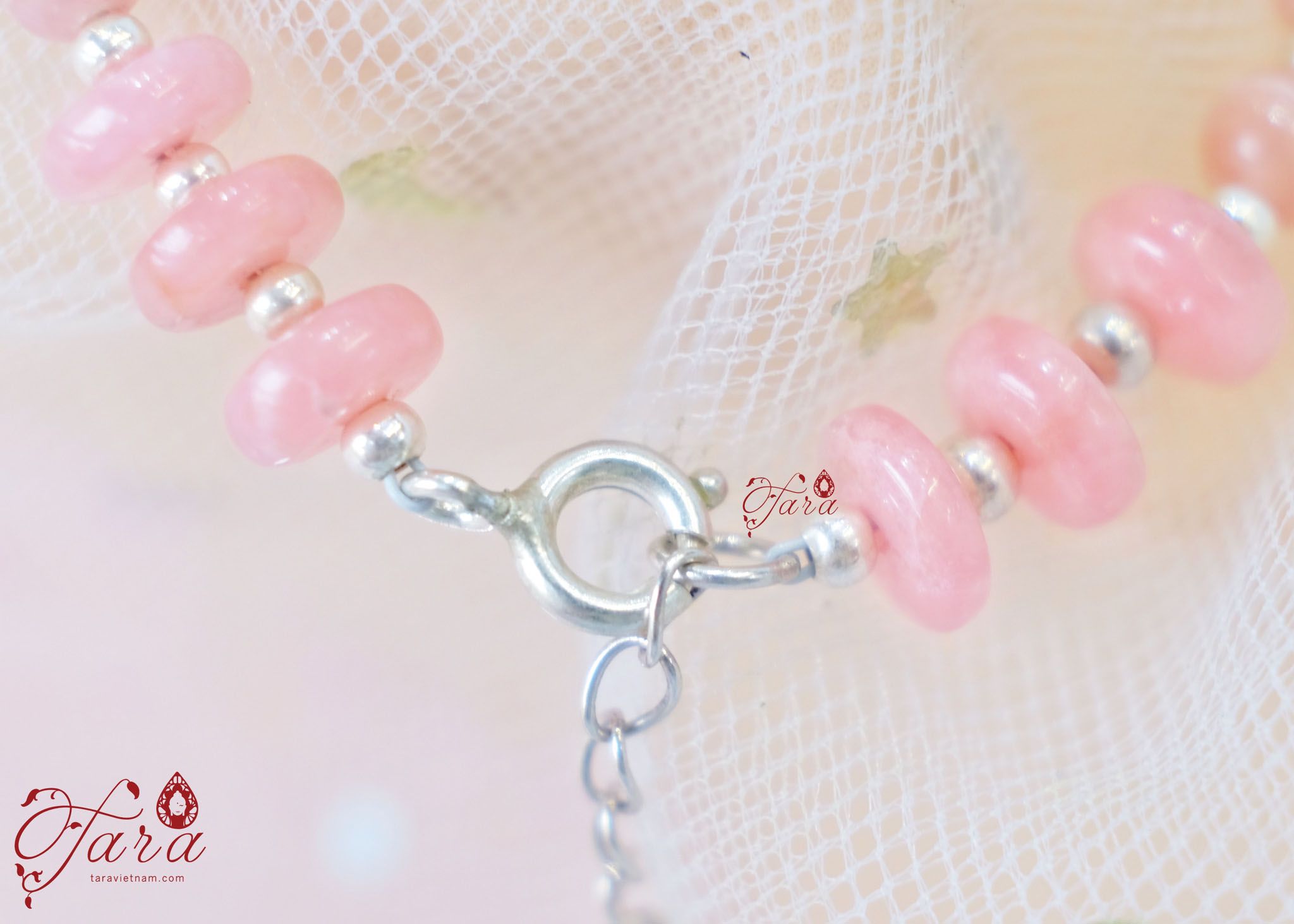  Vòng đá Rhodochrosite và Dâu Hồng cho Bé 