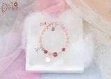  Vòng đá Rhodochrosite và Dâu Hồng cho Bé 