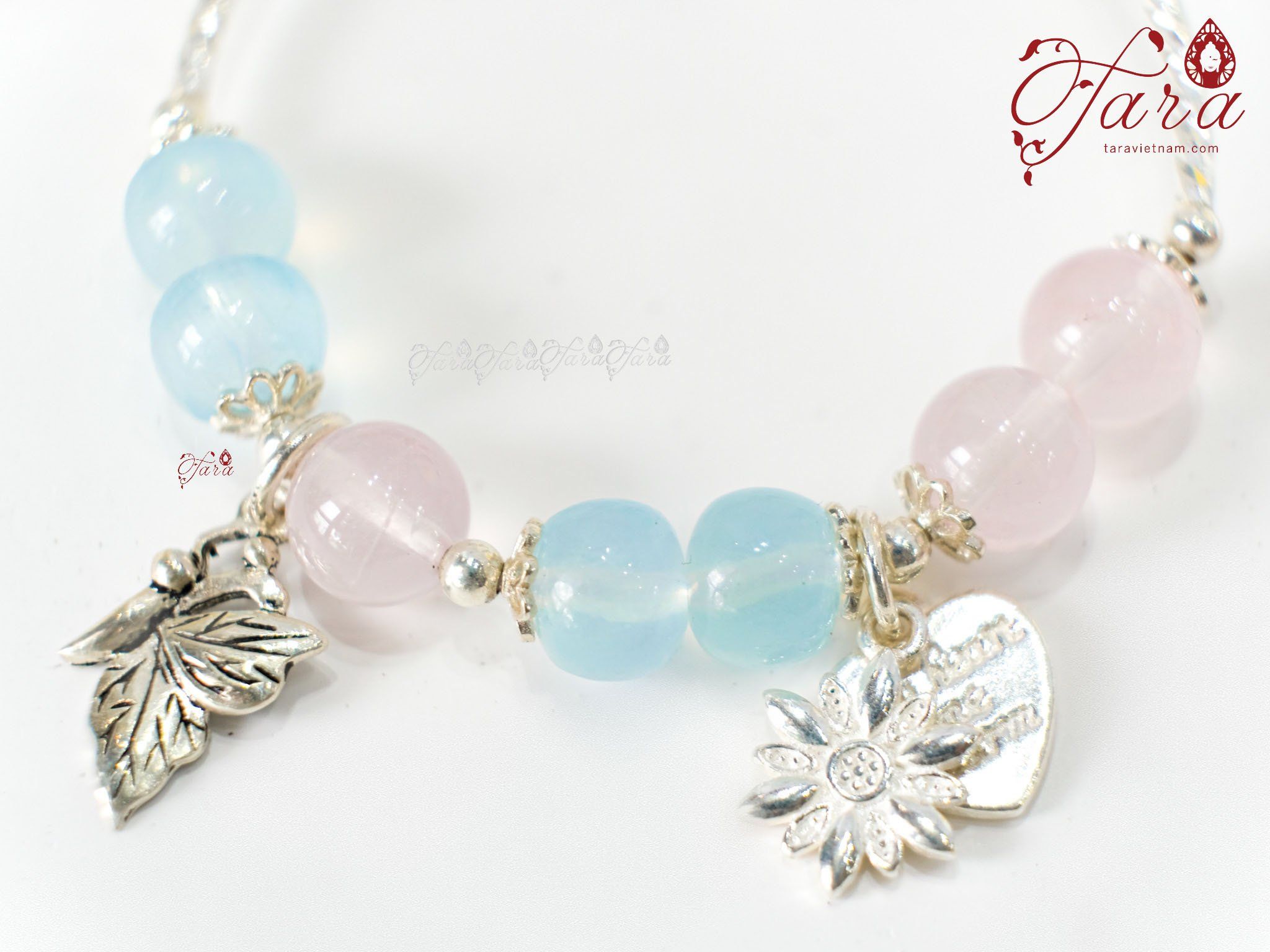  Vòng Thạch Anh Hồng và Aquamarine 