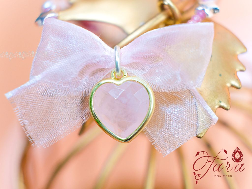  Vòng Ngọc Trai, Tourmaline mix Charm Thạch Anh Hồng 