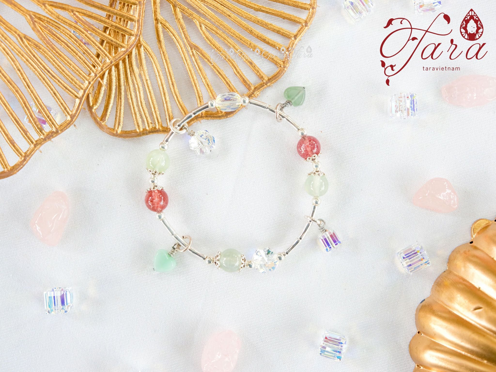  Vòng Pha Lê, Prehnite, Cẩm Thạch và Dâu Hồng 