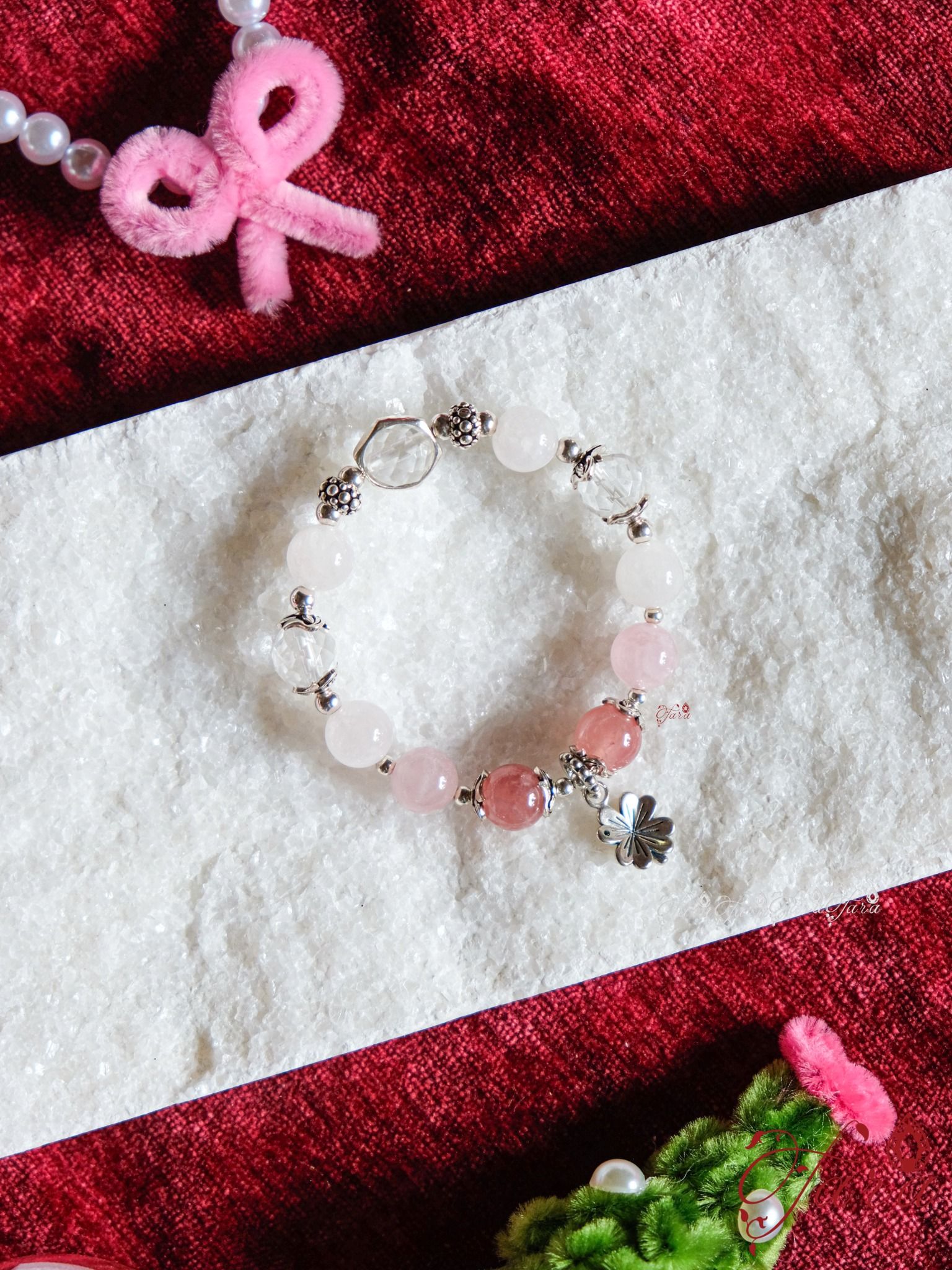  Vòng Thạch Anh Trắng và Thạch Anh Hồng 