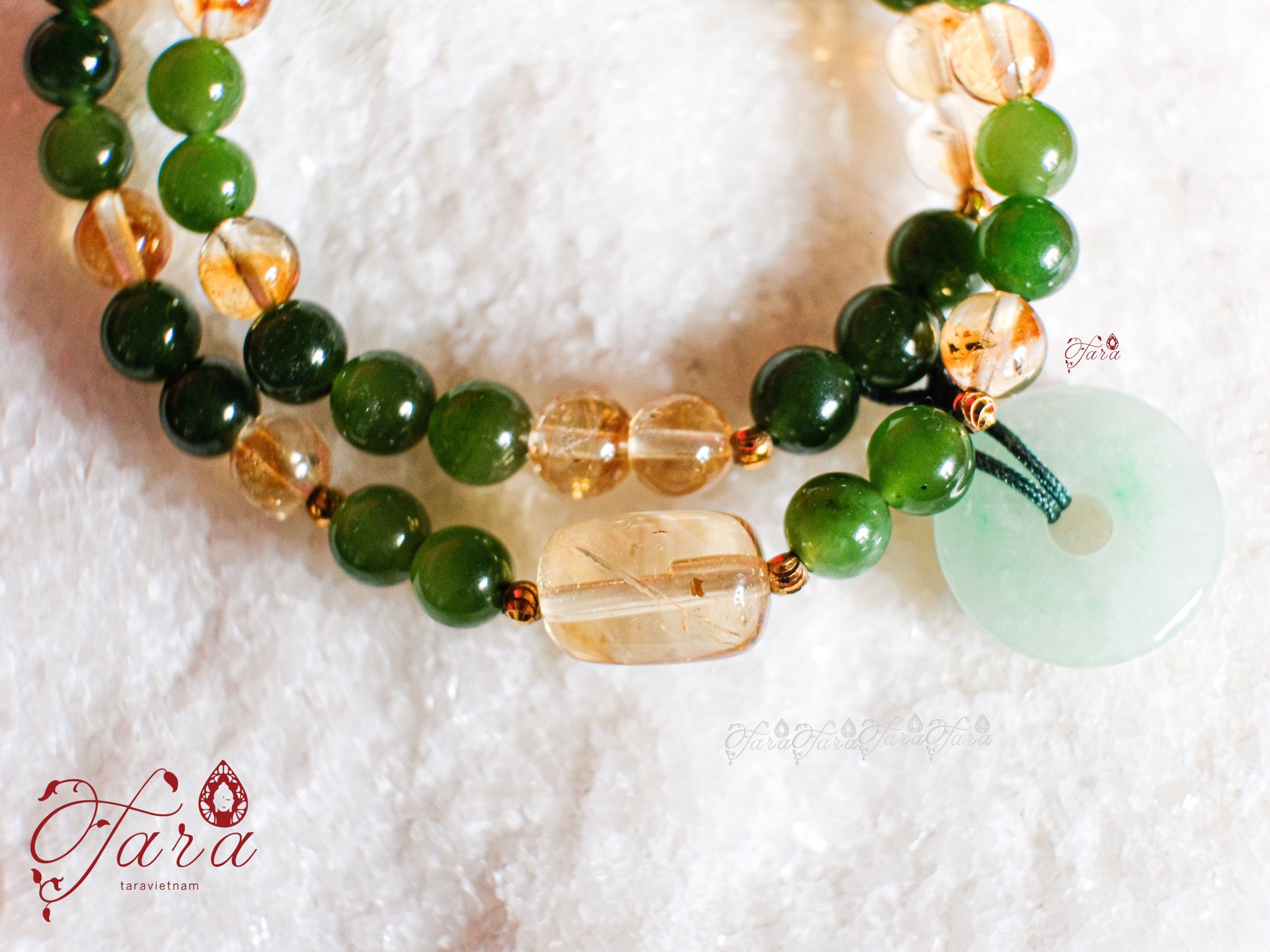  Ngọc Bích mix Lu Thống Thạch Anh Vàng, điểm thêm Đồng Điếu Cẩm Thạch 