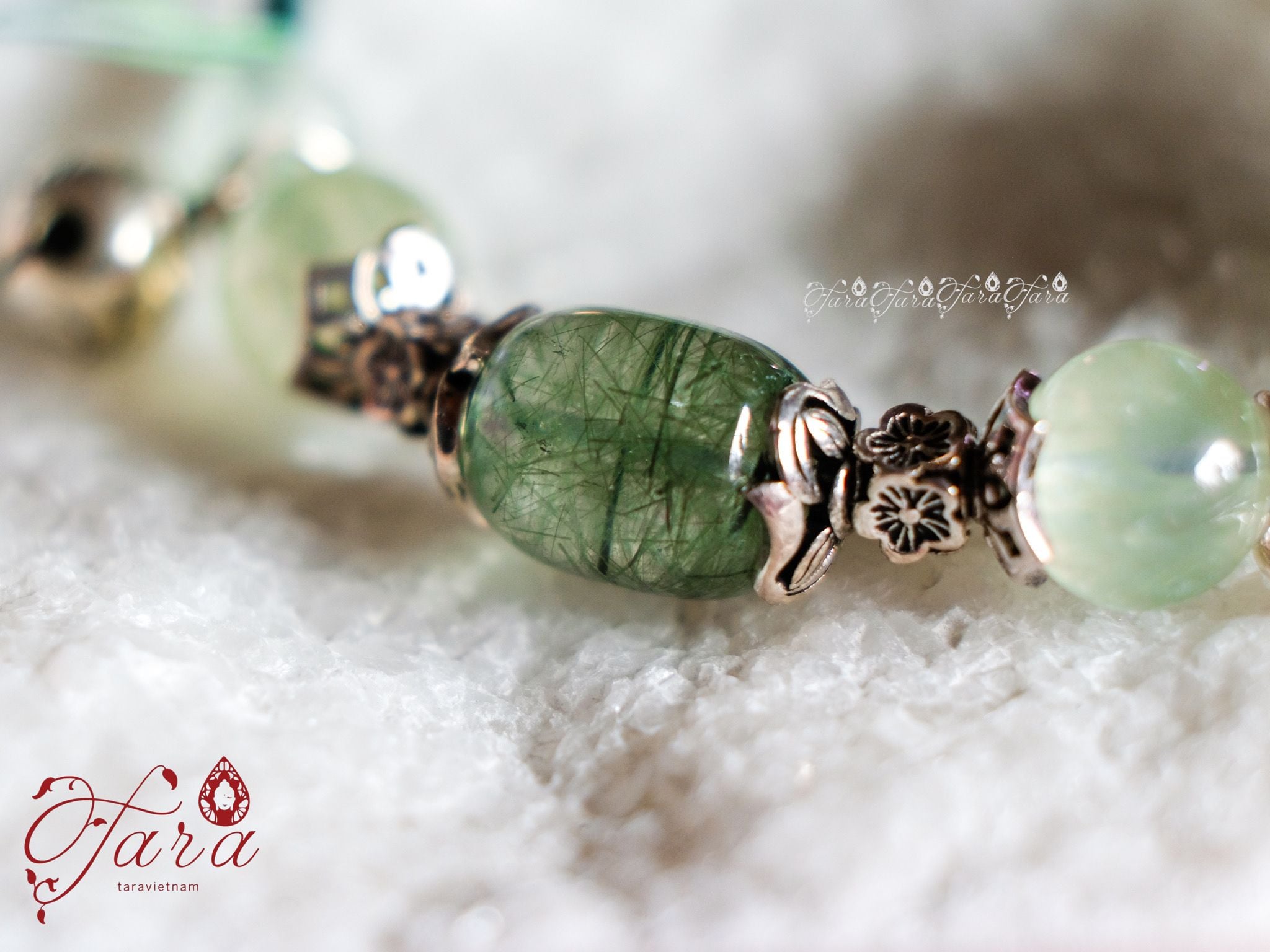  Vòng Hồ Ly Tóc Xanh, Prehnite và Ưu Linh Xanh 