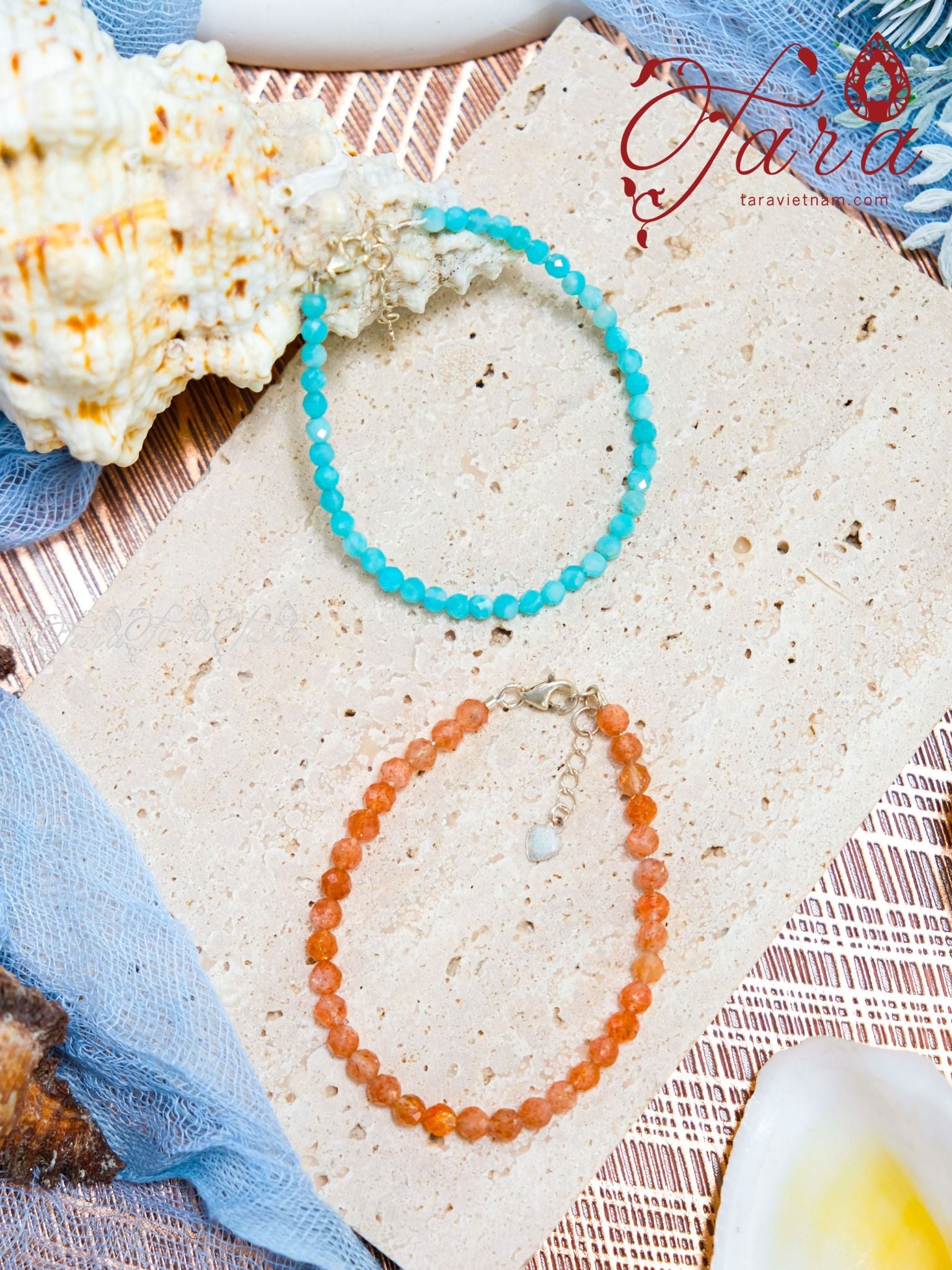  Vòng Mài Giác Sunstone/ Amazonite 