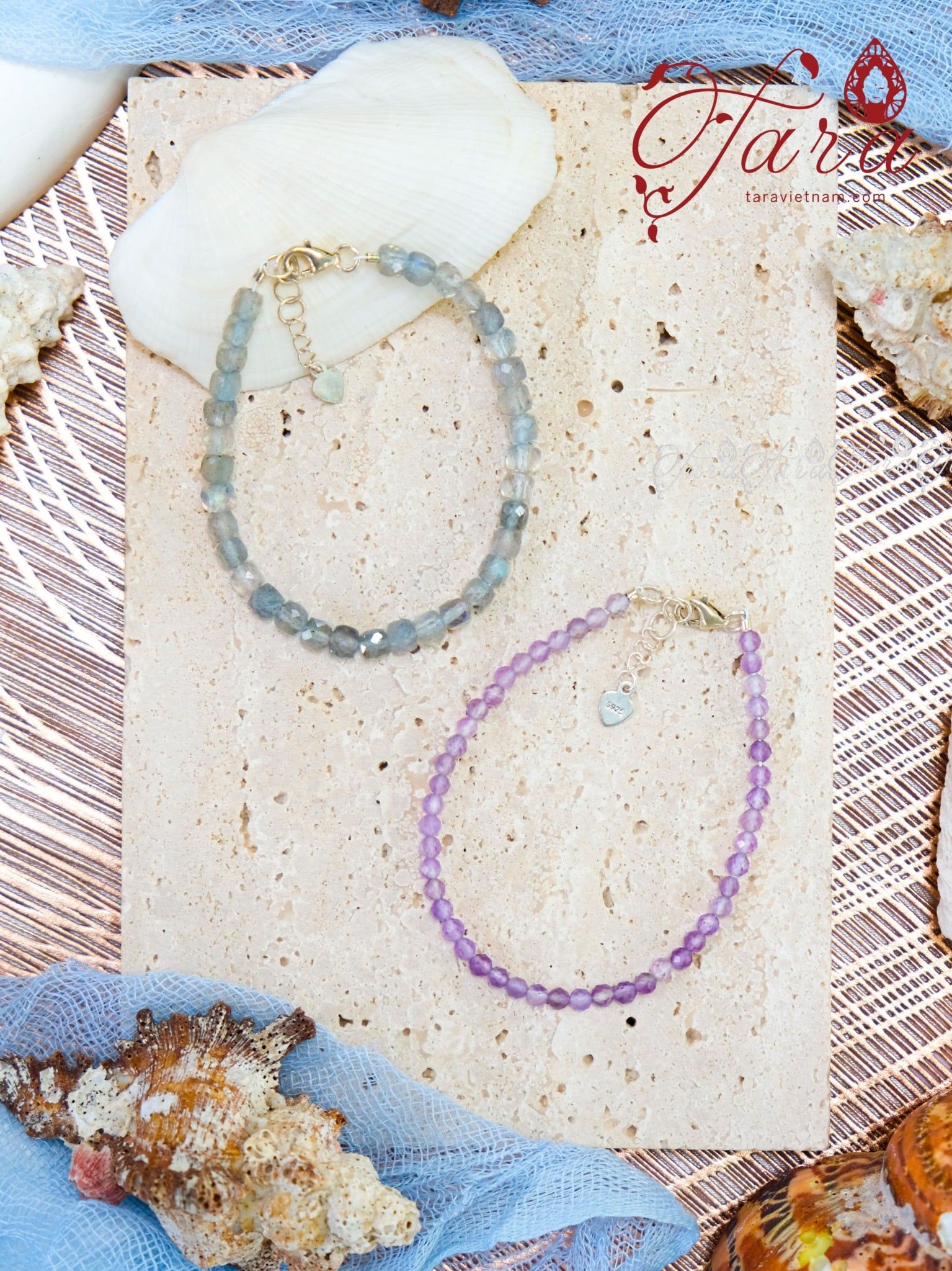  Vòng Mài Giác Xà Cừ/ Thạch Anh Tím 