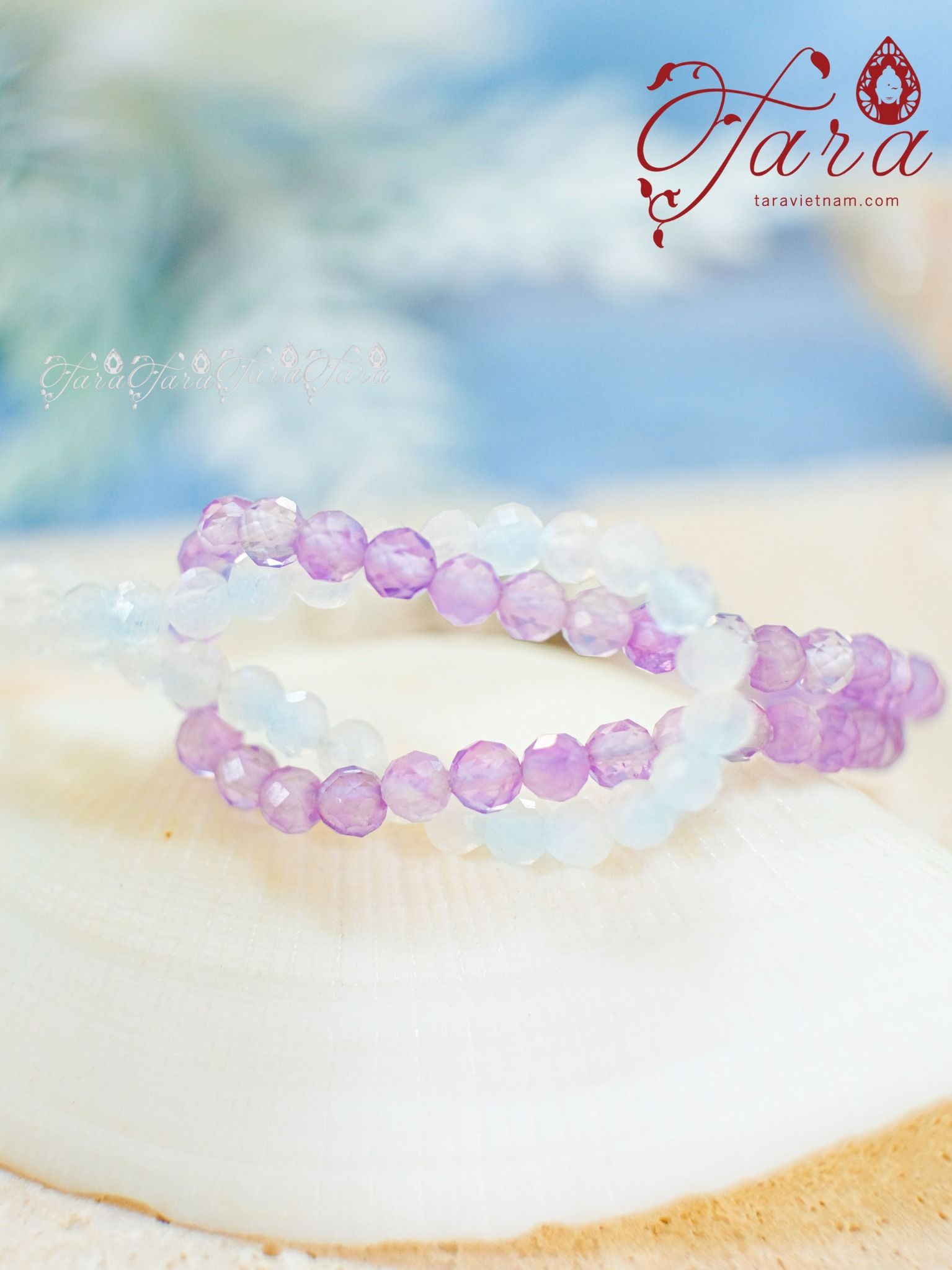  Vòng Mài Giác Moonstone và Thạch Anh Tím 