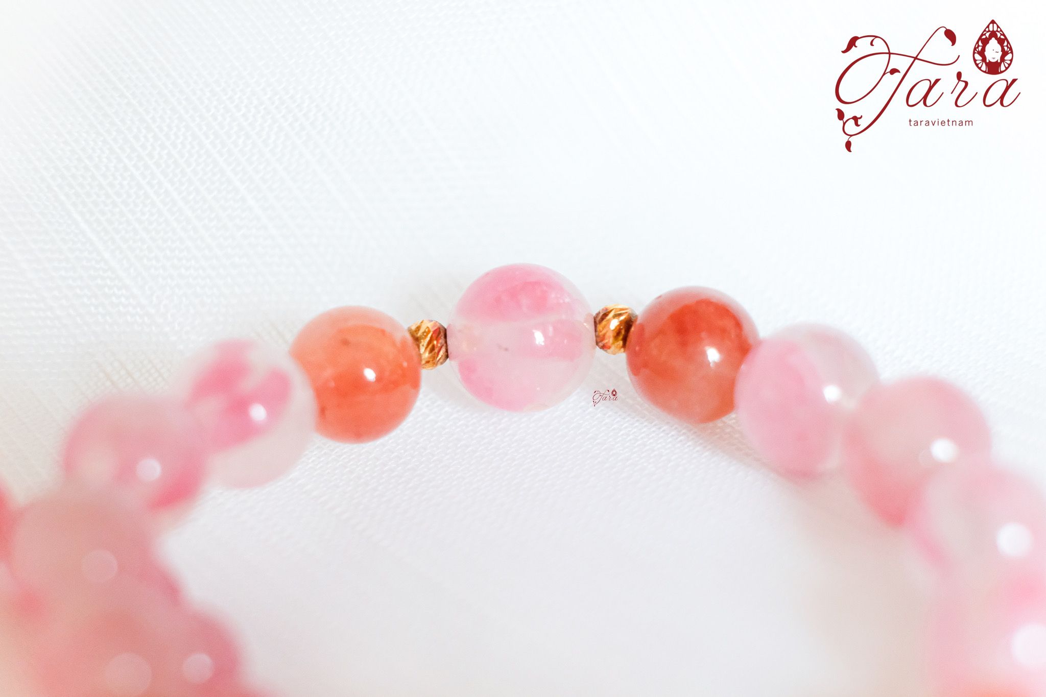  Vòng Thạch Anh Tường Vi mix Charm Tỳ Hưu 