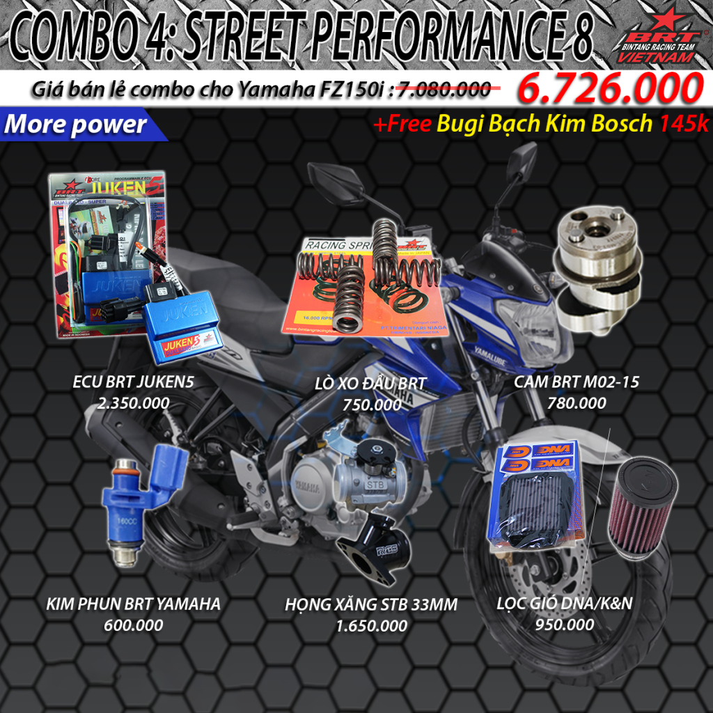  COMBO 4.8: STREET PERFORMANCE CHO FZ150I 